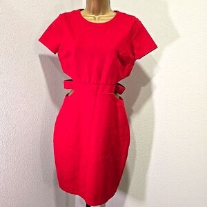 Red Bodycon Cocktail Dress Womens Medium Cutout Stretch Holiday Sexy Valentines